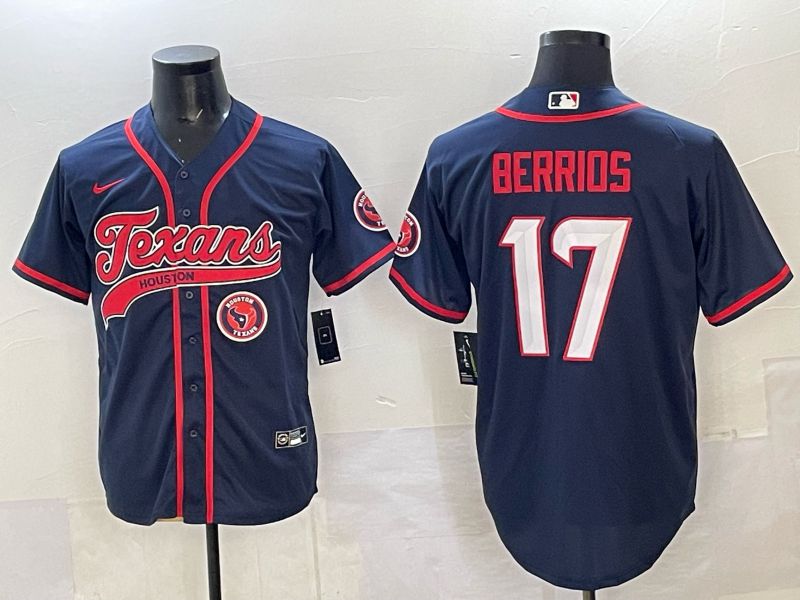 Men 2025 Nike Houston Texans #17 Berrios Blue Joint Name Limited NFL Jersey style 02